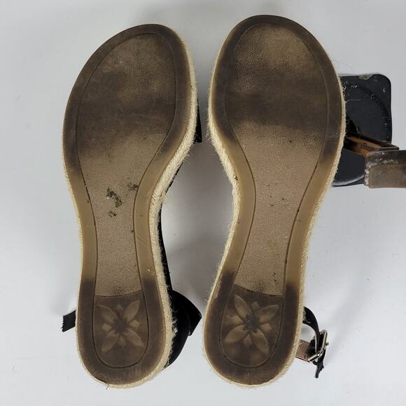 BCBGeneration Addie Women Sandals Size 7.5 Black Ankle Strap Espadrille Platform - Picture 12 of 13